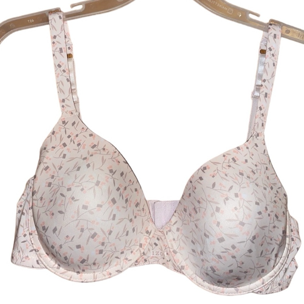•IZOD•FLORAL PINK TEE SHIRT BRA SIZE 38